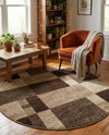 Autumn Meadow Collection Area Rug -  Sycamoreside (Light Brown) Round Light Brown  lifestyle 67