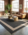 Osian Looms Collection Area Rug - Durham Rectangle Black  lifestyle 47
