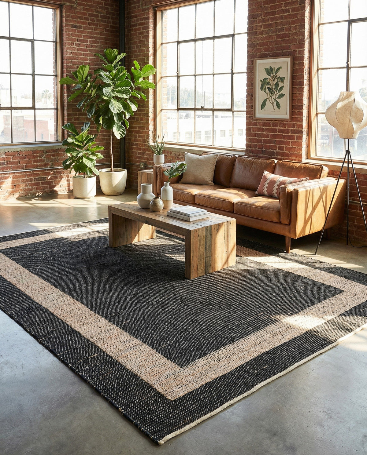 Osian Looms Collection Area Rug - Durham Rectangle Black  lifestyle 47