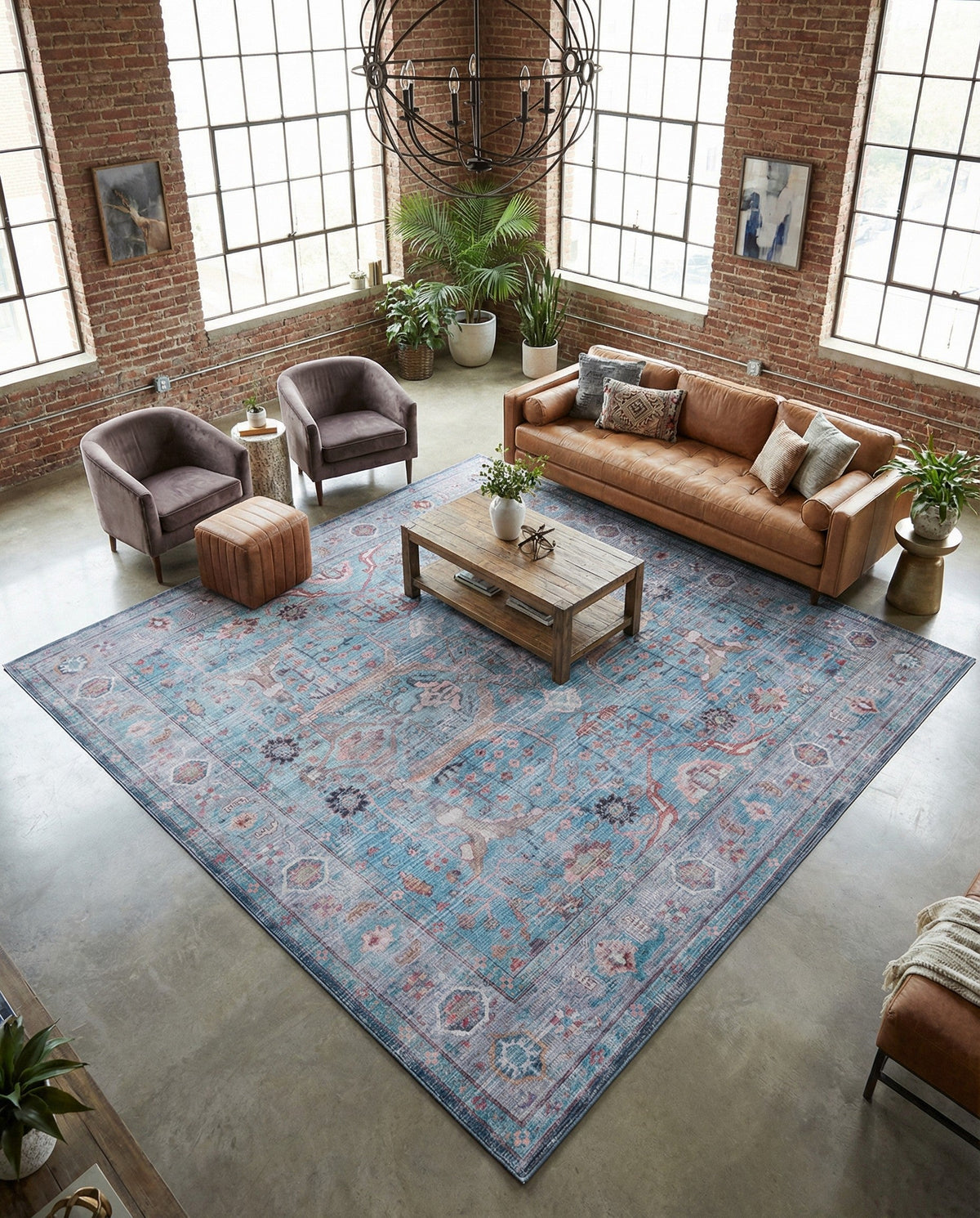 Zahara Oasis Collection Area Rug -  Marrakech Square Blue  lifestyle 86
