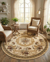 Versailles Elegance Collection Area Rug -  Louveciennes (Cream) Round Cream  lifestyle 78