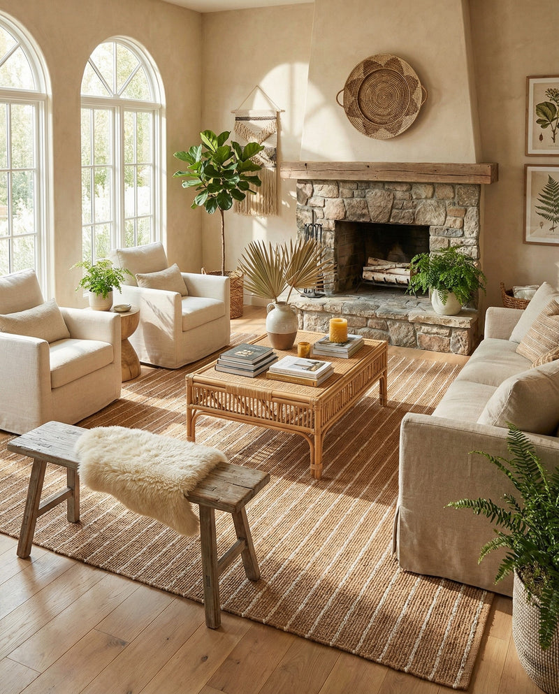 Sequoia Handwoven Jute Collection Area Rug - Briarwood Square Natural  lifestyle 47