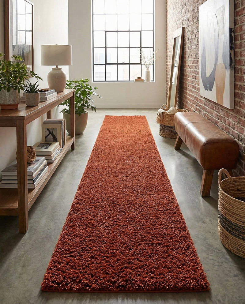 Plush Oasis Collection Area Rug - Serenity (Terracotta) Runner Terracotta  lifestyle 84