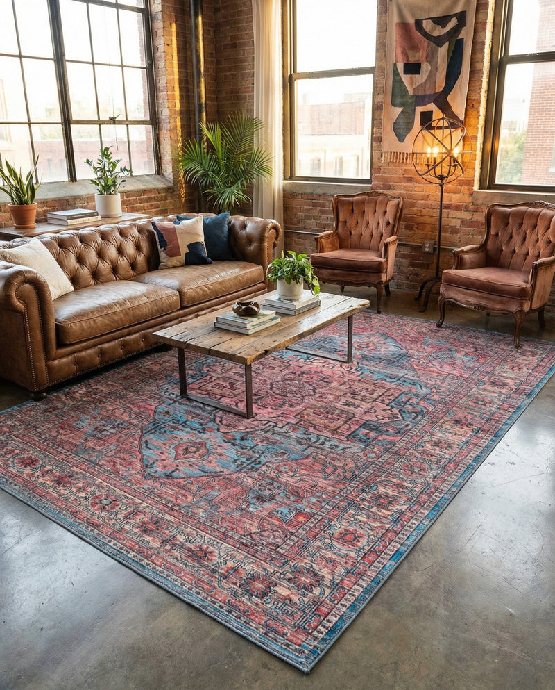 Zahara Oasis Collection Area Rug -  Fez Rectangle Blue  lifestyle 13