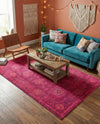 Chateau Elegance Collection Area Rug -  Louvre Rectangle Magenta  lifestyle 11