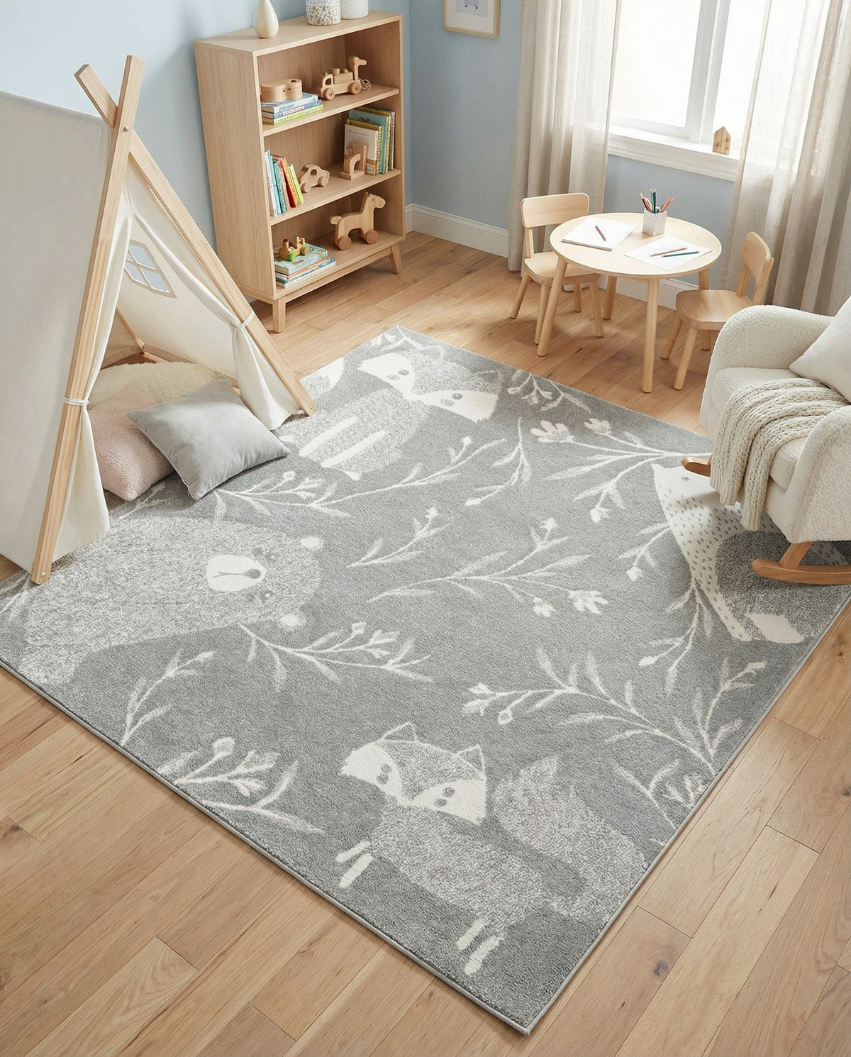 Wonder Tykes Collection Area Rug -  Quirky Square Gray  lifestyle 115