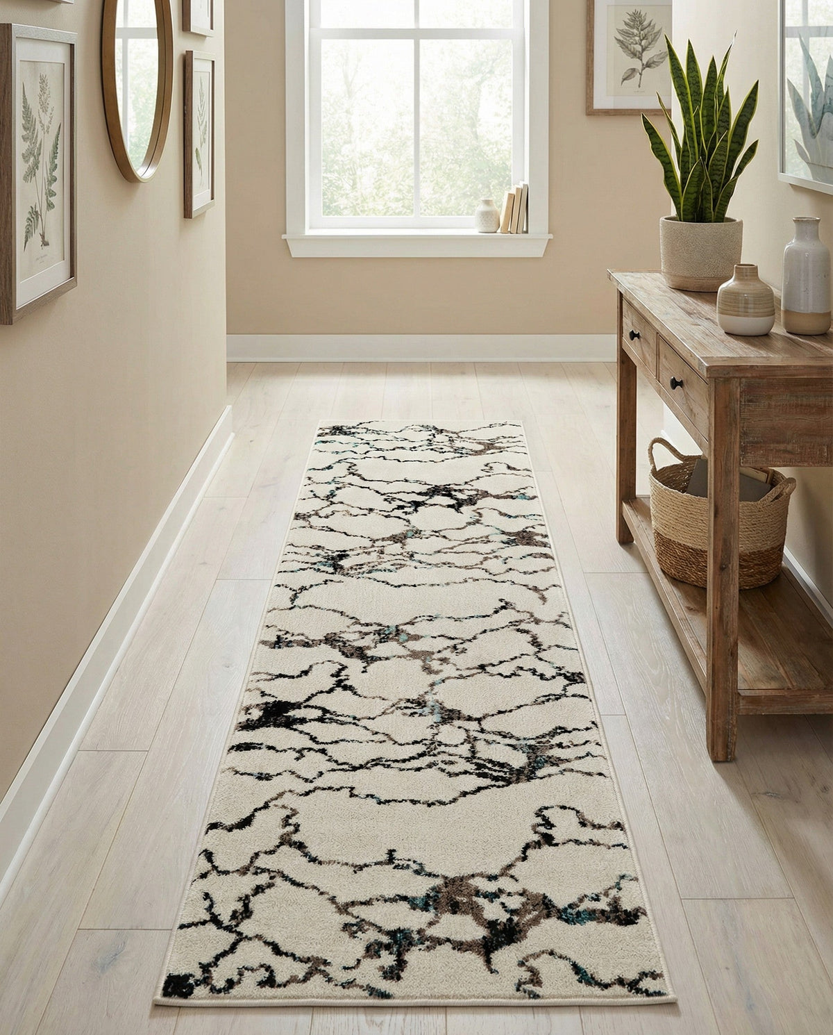Brighton Terrace Collection Area Rug -  Aldrington Runner Ivory  lifestyle 120