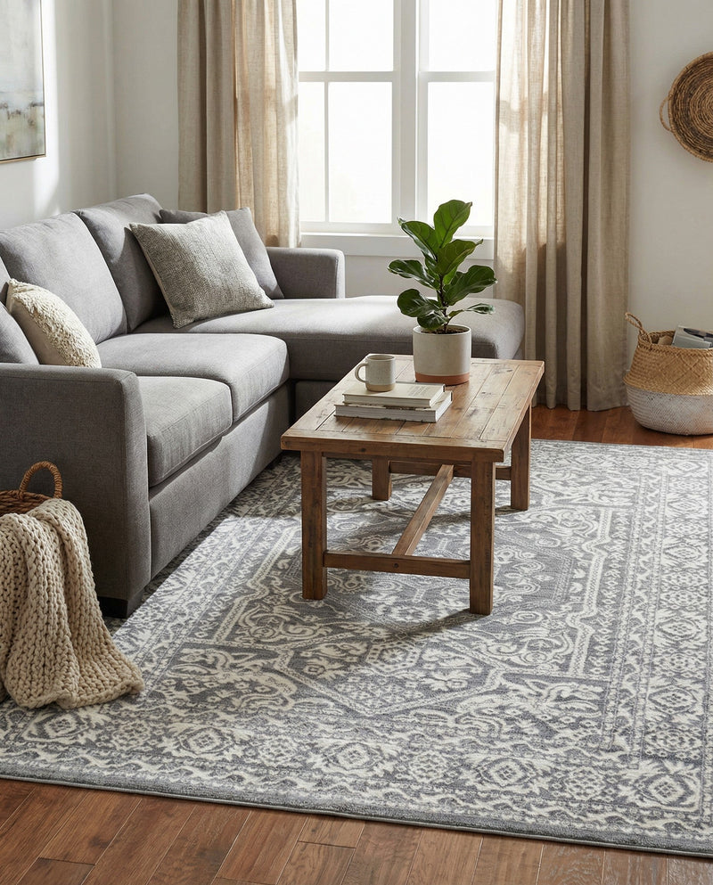 Charleston Elegance Collection Area Rug - Harborview Rectangle Gray  lifestyle 25