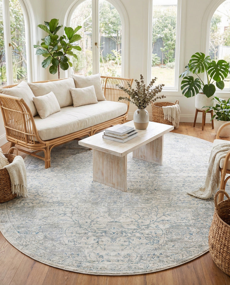 Coastal Haven Collection Area Rug - Seabreeze (Gray) Oval Gray  lifestyle 46