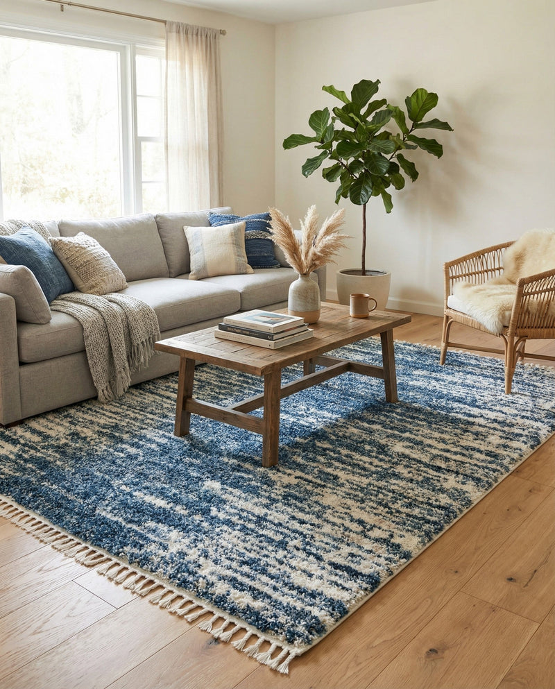 Tranquil Tides Shag Collection Area Rug - Marina Rectangle Blue  lifestyle 56