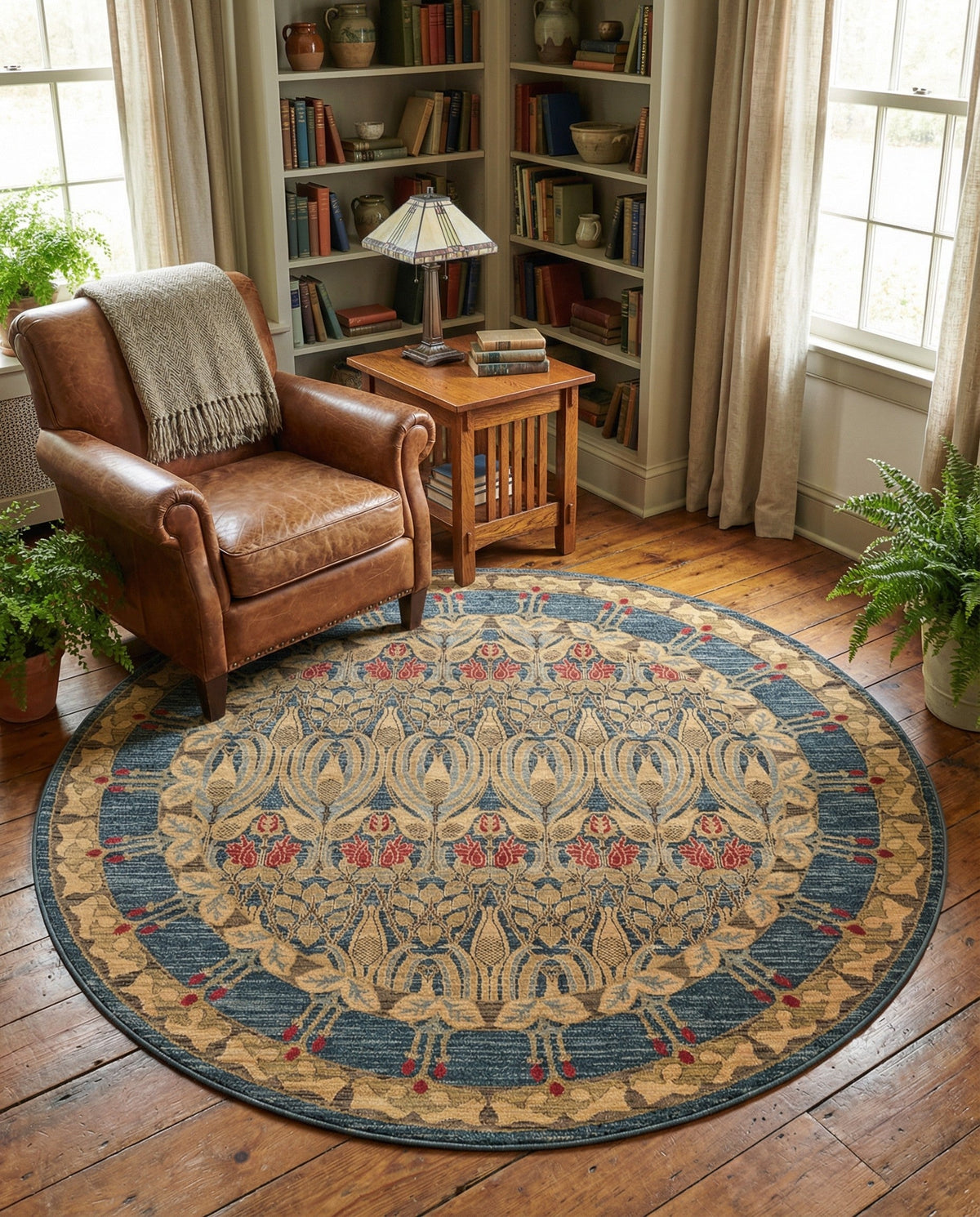 Chelsea Elegance Collection Area Rug -  Brompton (Navy Blue) Round Navy Blue  lifestyle 129