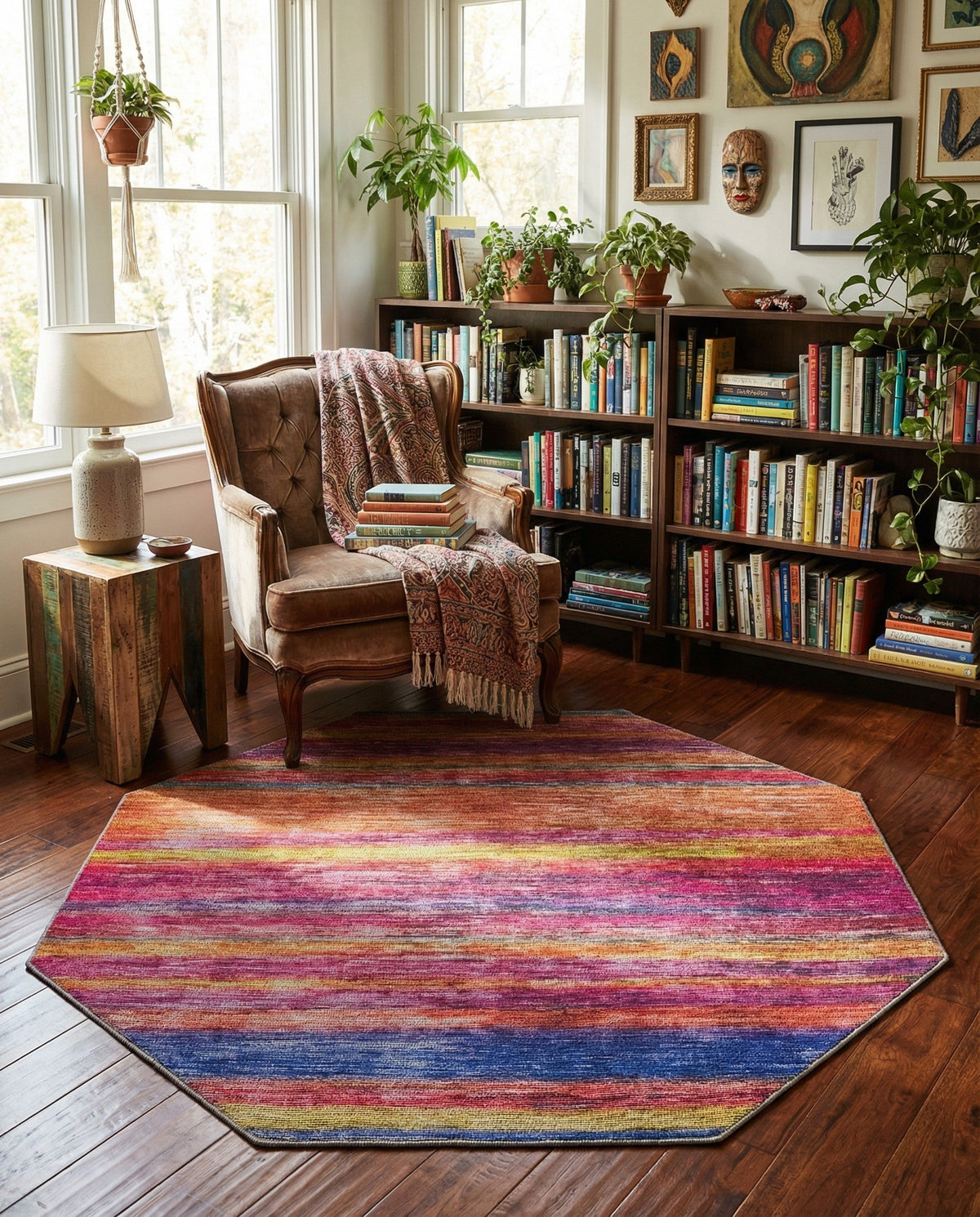 Sahara Essence Collection Area Rug - Oasis (Multi) Octagon Multi  lifestyle 86