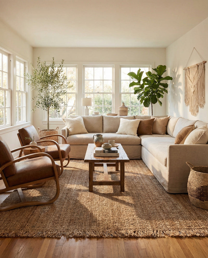 Savannah Jute Collection Area Rug - Tahoe Rectangle Natural  lifestyle 15