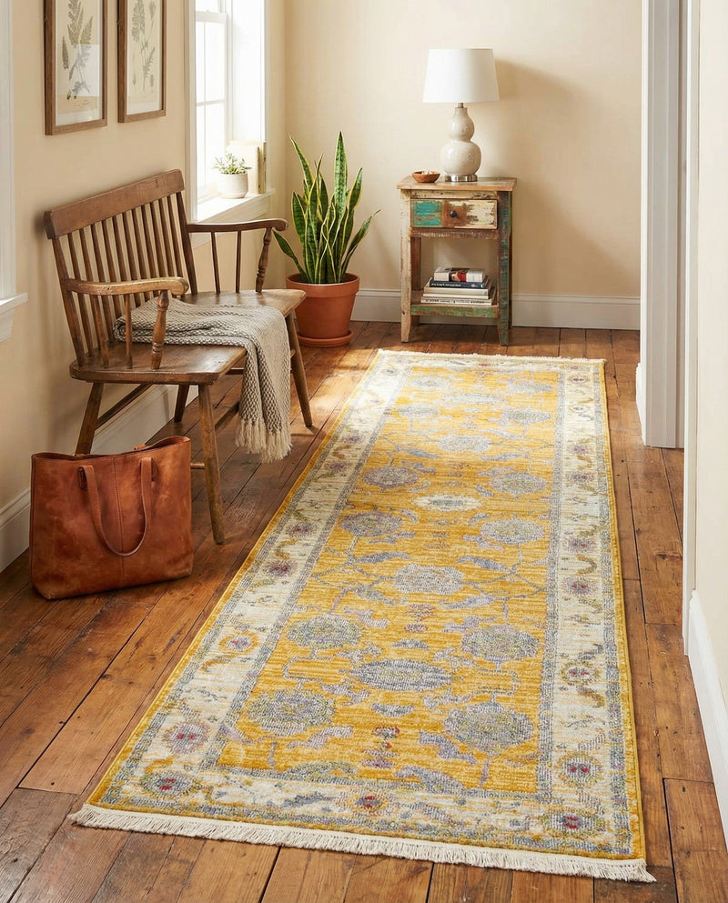 Arcadia Rugs Collection Area Rug - Eden (Yellow) Runner Yellow  lifestyle 80