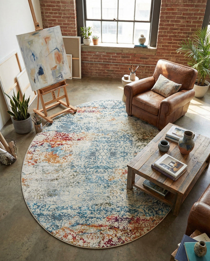 Caribbean Breeze Collection Area Rug -  Isla Oval Cream  lifestyle 40