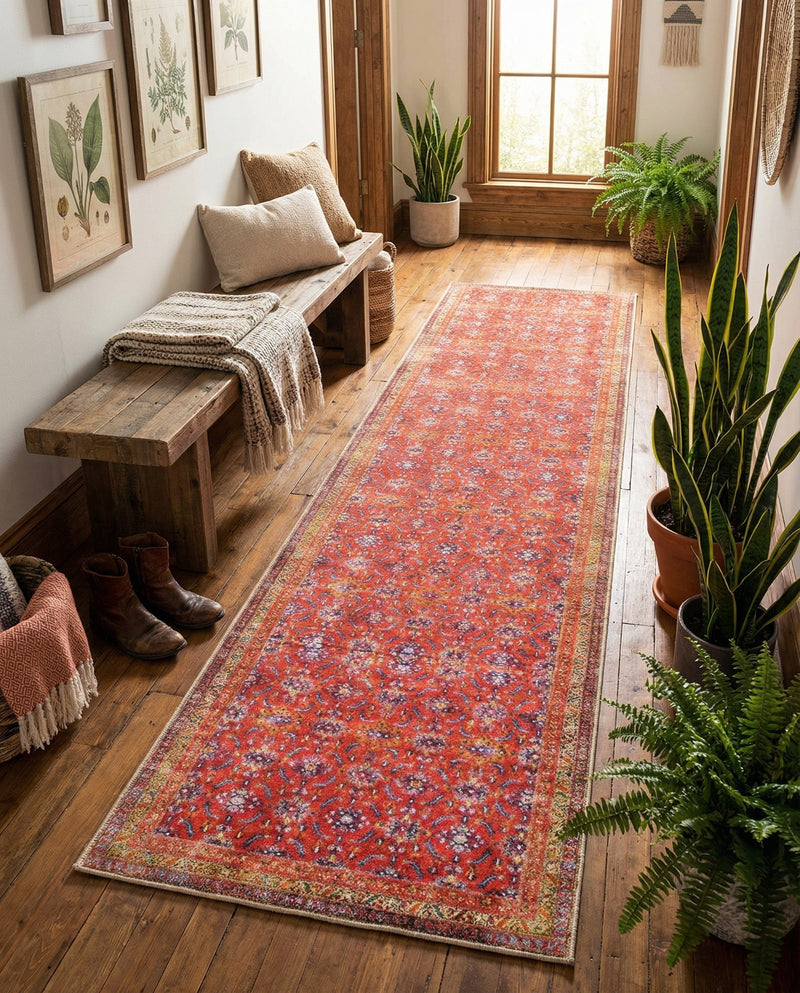 Heritage Elegance Collection Area Rug -  Fontainebleau Runner Red  lifestyle 49