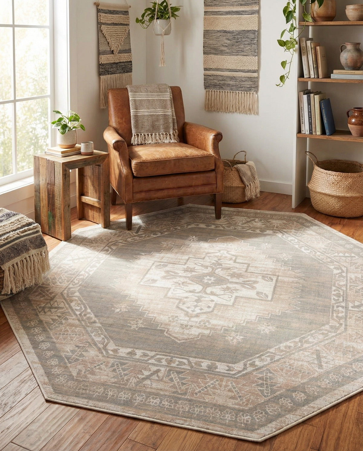 Savannah Series Collection Area Rug -  Augusta (Mink) Octagon Mink  lifestyle 122