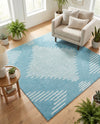 Seychelles Stripes Collection Area Rug - Mahe (Light Blue) Square Light Blue  lifestyle 20