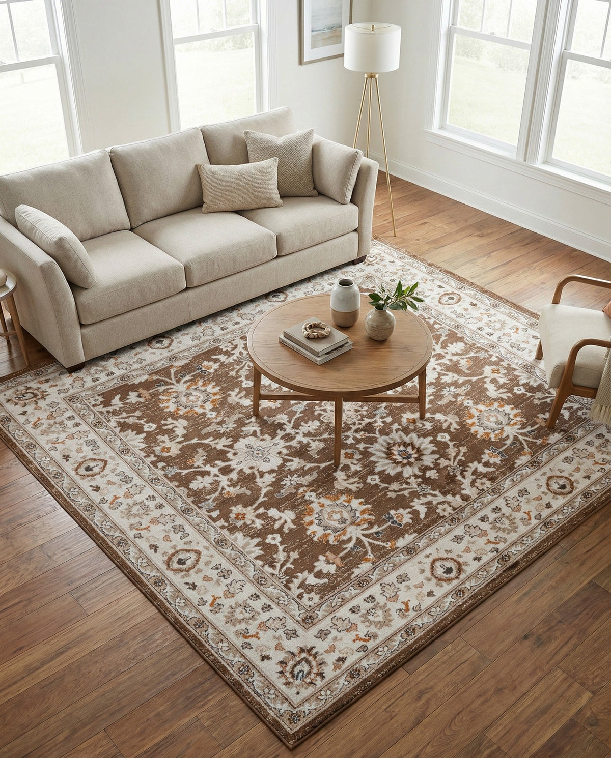Savannah Elegance Collection Area Rug - Augusta (Brown) Square Brown  lifestyle 85