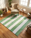 Tassel Trail Collection Area Rug - Pathway (Green and Ivory) Square Green and Ivory  lifestyle 51