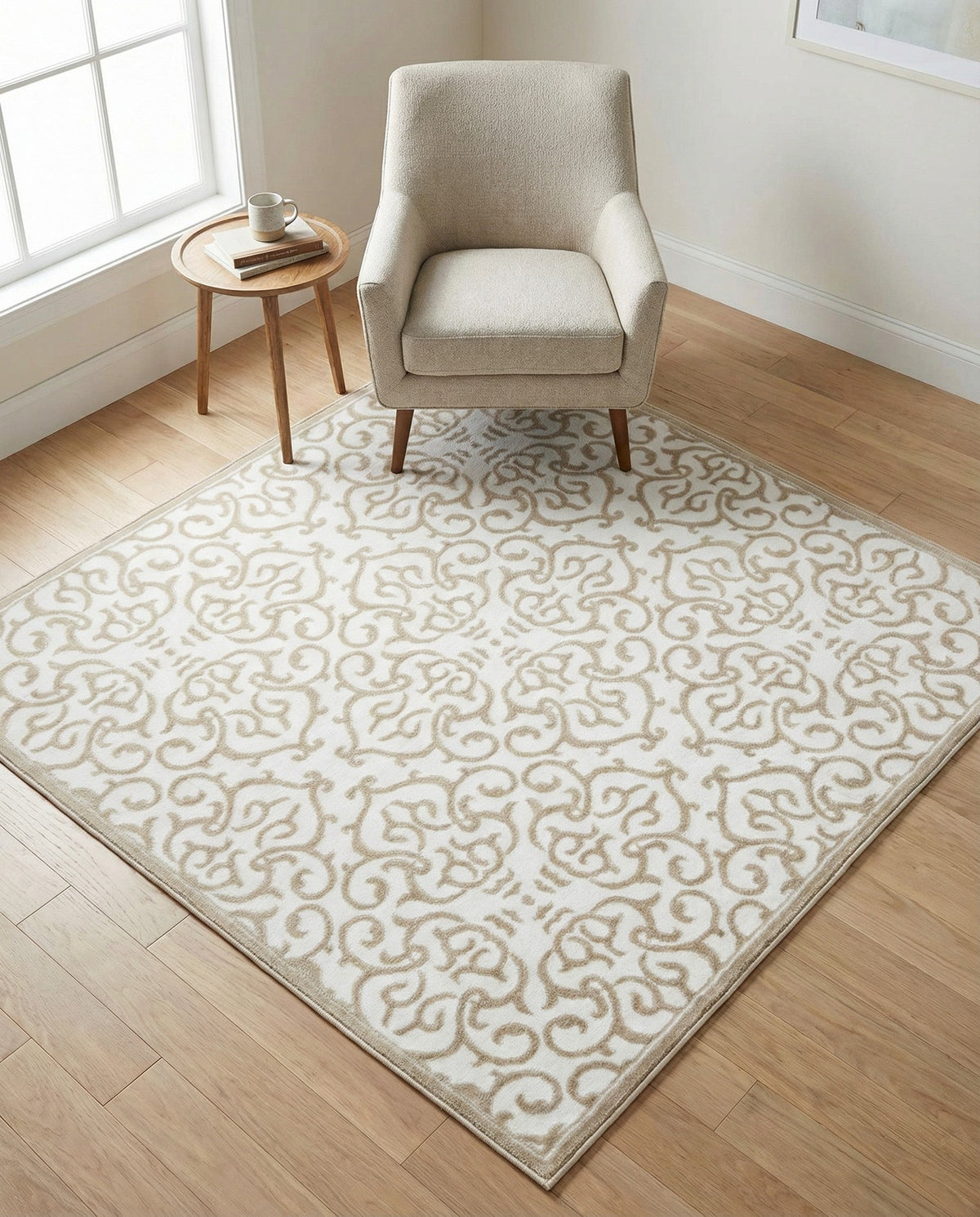 Andes Summit Collection Area Rug -  Pichincha Square Snow White  lifestyle 100