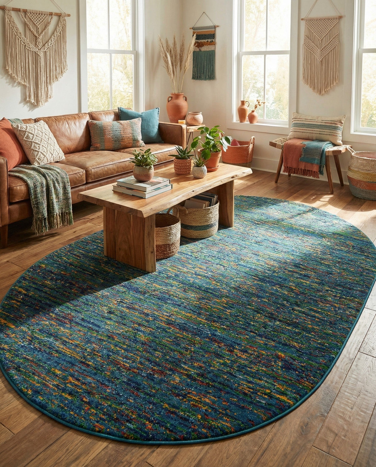 Caribbean Cove Collection Area Rug -  Lucia Oval Navy Blue  lifestyle 125