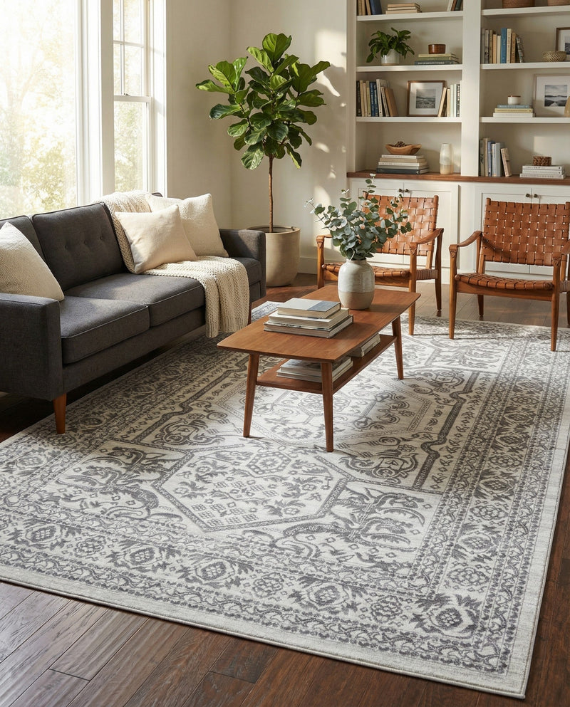 Charleston Elegance Collection Area Rug - Harborview Rectangle White  lifestyle 37