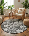 Seaside Blooms Collection Area Rug - Verdure (Charcoal) Round Charcoal  lifestyle 68