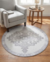 Heritage Elegance Collection Area Rug -  Winterthur (white Gray) Round white Gray  lifestyle 65