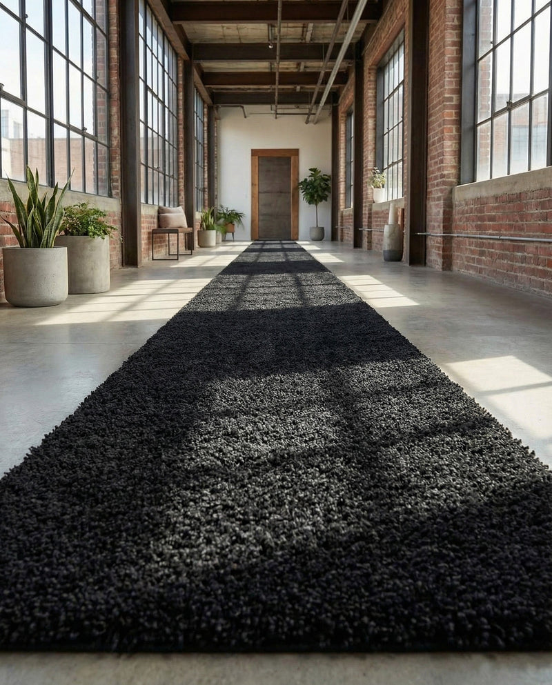 Plush Oasis Collection Area Rug - Serenity (Jet Black) Runner Jet Black  lifestyle 88