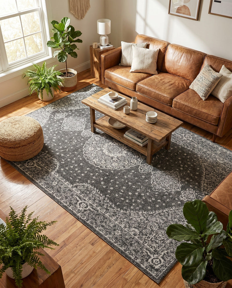Dover Terrace Collection Area Rug - Marina (Dark Gray) Rectangle Dark Gray  lifestyle 5