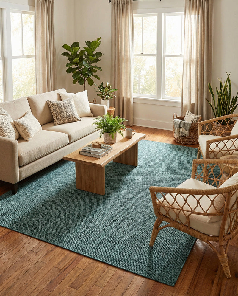 Seaside Serenity Collection Area Rug - Veranda (Teal) Rectangle Teal  lifestyle 29