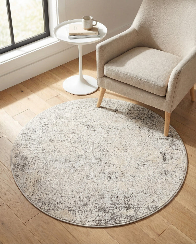 Aegean Elegance Collection Area Rug -  Paros Round Gray  lifestyle 73