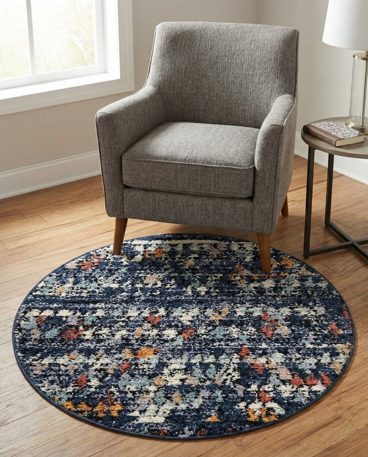 Tangier Treasures Collection Area Rug -  Marrakech Round Navy Blue  lifestyle 173