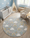 Wonder Tykes Collection Area Rug -  Pixel Round Gray  lifestyle 49