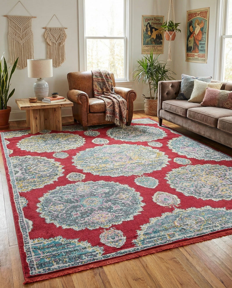 Arcadia Rugs Collection Area Rug -  Atlantis (Red) Rectangle Red  lifestyle 8