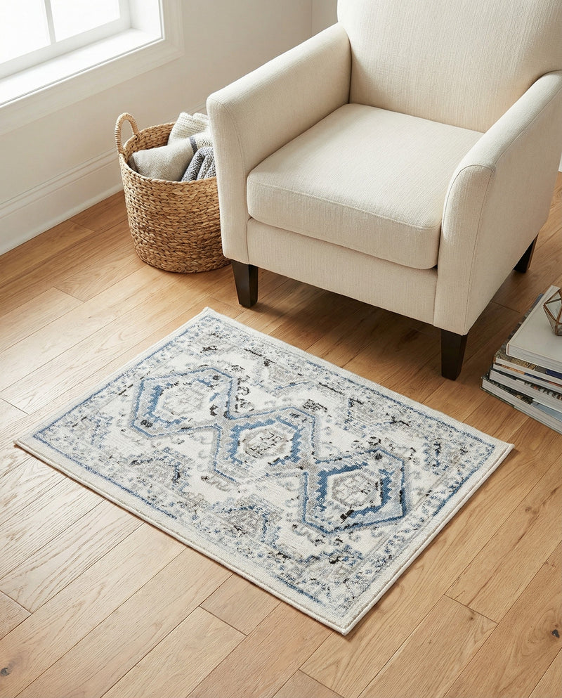 Savannah Elegance Collection Area Rug -  Tybee (Ivory Aqua) Rectangle Ivory Aqua  lifestyle 6