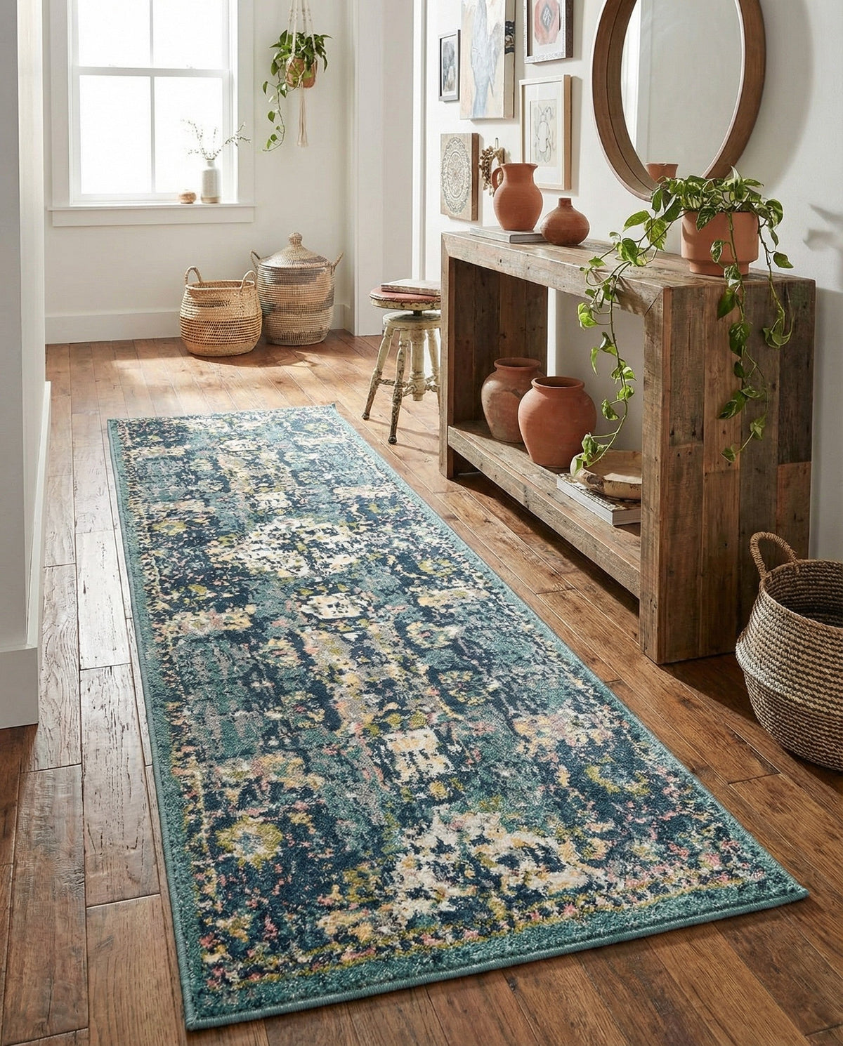 Savannah Elegance Collection Area Rug -  Azalea Runner Navy Blue  lifestyle 124