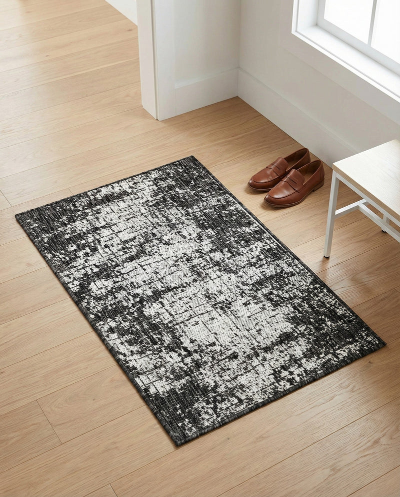 Urban Terrace Collection Area Rug -  Midtown Rectangle Black and White  lifestyle 17