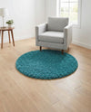 Plush Oasis Collection Area Rug - Serenity (Deep Aqua Blue) Round Deep Aqua Blue  lifestyle 84