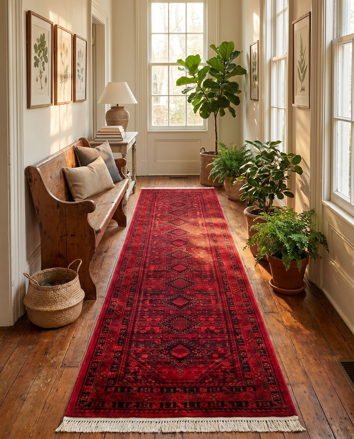 Samarkand Elegance Collection Area Rug -  Zarafshan Runner Red  lifestyle 96