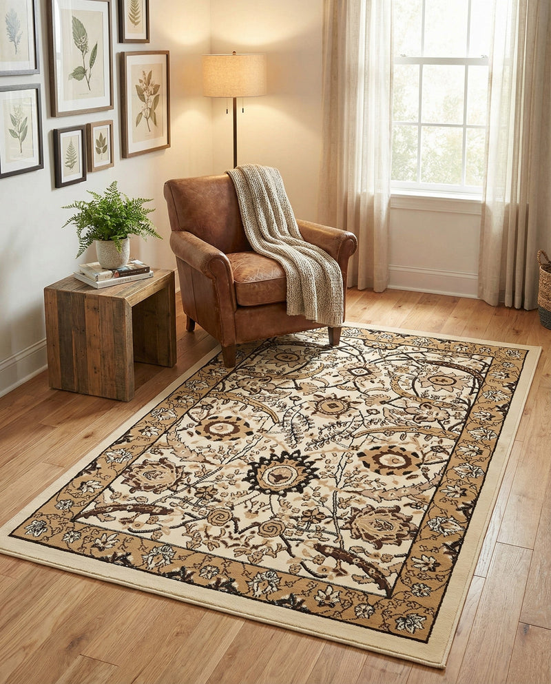 Tabriz Tapestry Collection Area Rug - Sahand (Ivory) Rectangle Ivory  lifestyle 12