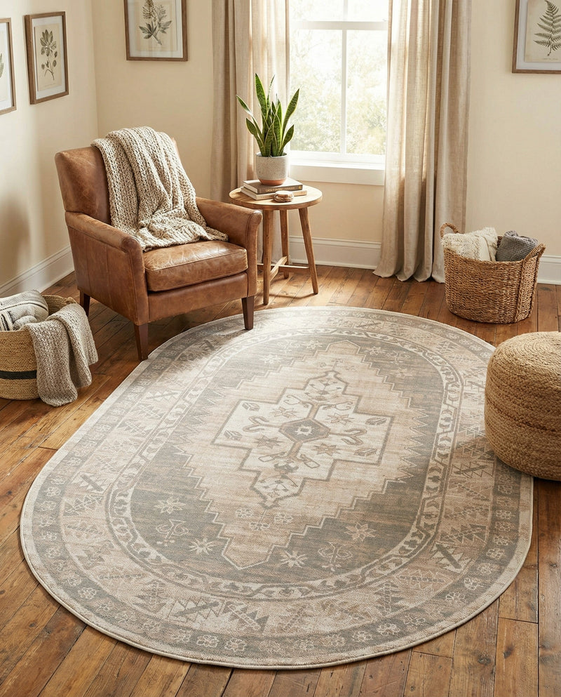 Savannah Series Collection Area Rug -  Augusta (Mink) Oval Mink  lifestyle 76