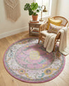 Arcadia Rugs Collection Area Rug - Eden (Pink) Round Pink  lifestyle 55
