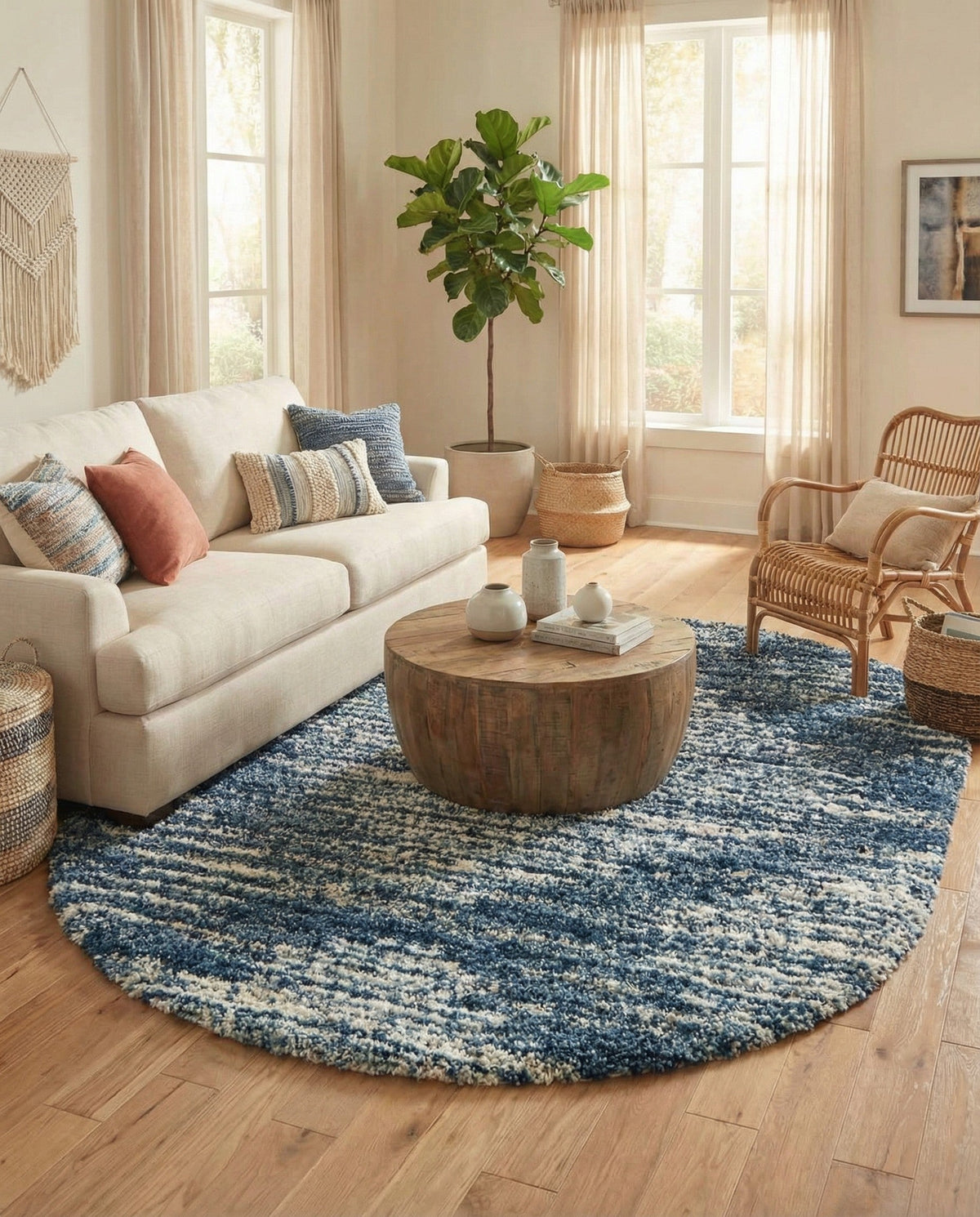 Tranquil Tides Shag Collection Area Rug -  Azure Oval Blue  lifestyle 158