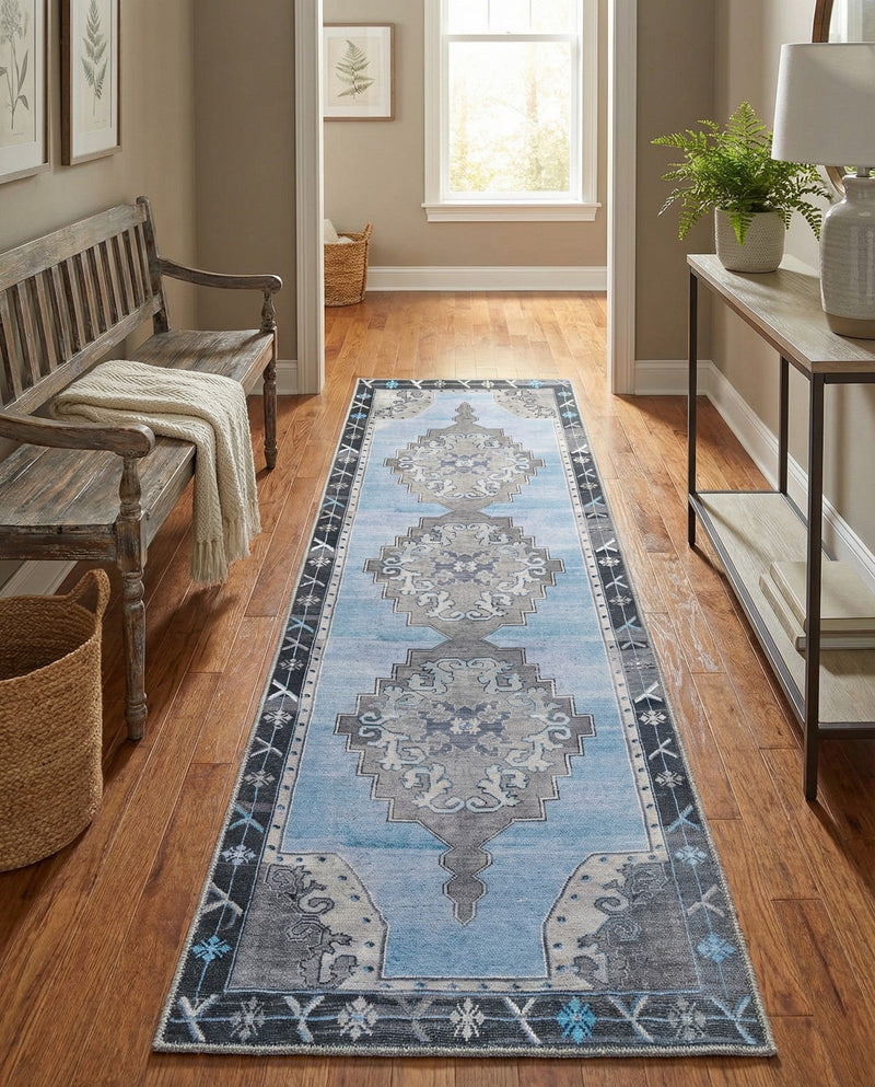 Heritage Elegance Collection Area Rug -  Winterthur (Blue Gray) Runner Blue Gray  lifestyle 61