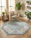 Arcadia Rugs Collection Area Rug - Eden (Aqua and Blue) Octagon Aqua and Blue  lifestyle 63