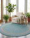Terrace Fringe Collection Area Rug - Veranda (Aquamarine) Round Aquamarine  lifestyle 65