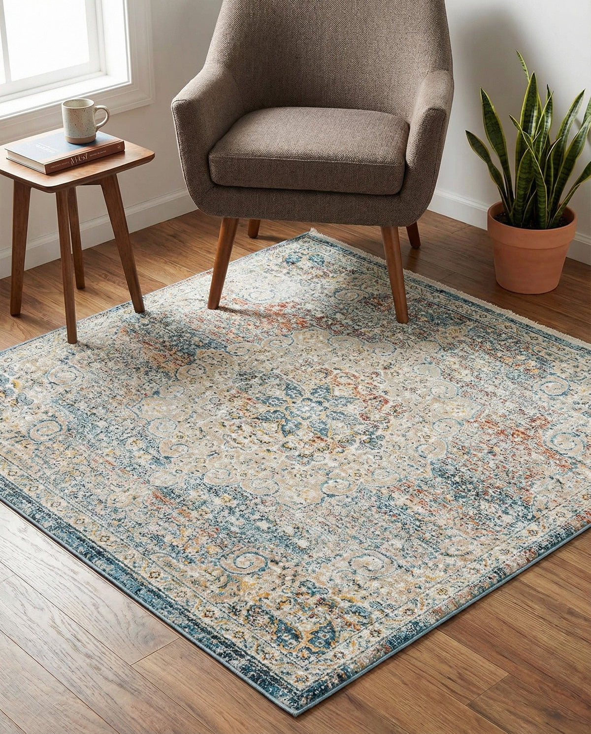 Coastal Haven Collection Area Rug - Seabreeze (Multi) Square Multi  lifestyle 92