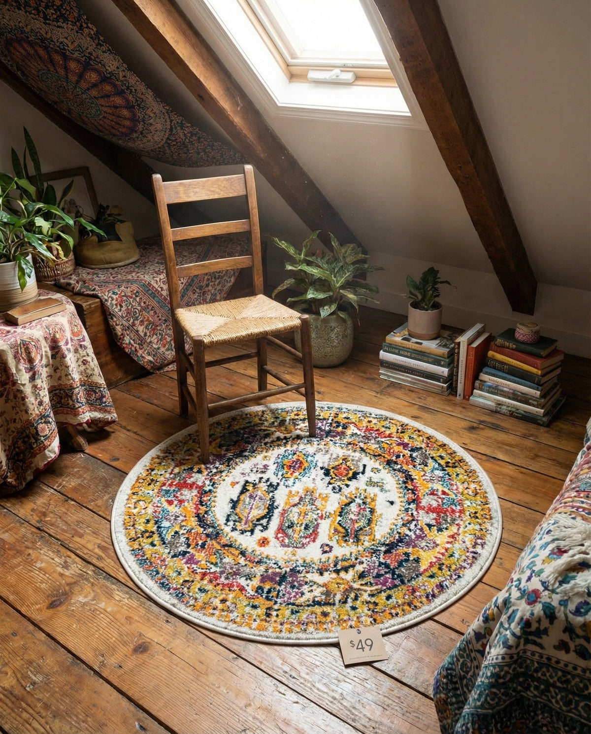 Brighton Terrace Collection Area Rug -  Portslade Round Ivory  lifestyle 130